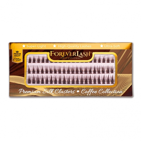 Gene smocuri matase maro inchis ForeverLash Espresso – curbura C, efect elegant si definit, aplicare underlash sau clasica