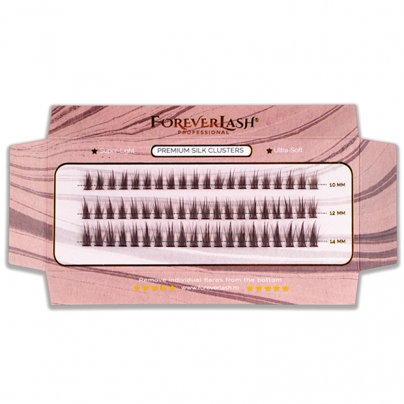 Gene smocuri matase maro inchis ForeverLash Espresso – curbura C, efect elegant si definit, aplicare underlash sau clasica
