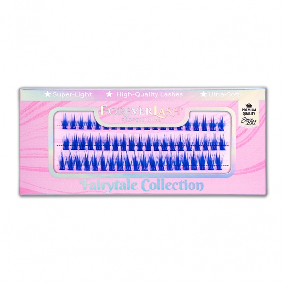 Gene smocuri matase albastre ForeverLash Fairytale, curbura C, 60 buc, underlash si clasic