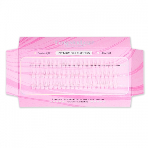 Gene smocuri matase alb ForeverLash Fairytale, curbura C, 60 buc, underlash si clasic