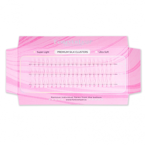 Gene smocuri matase alb ForeverLash Fairytale, curbura C, 60 buc, underlash si clasic