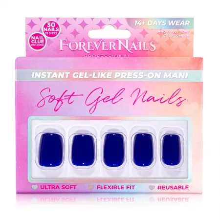 Unghii Press On Soft Gel ForeverNails Santorini, forma patrat, 1,8cm, reutilizabile