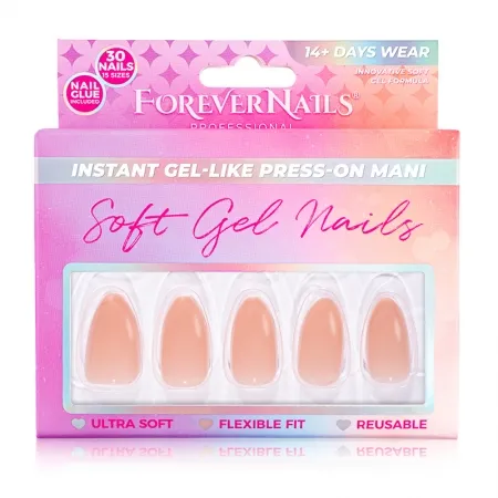 Unghii Press On Soft Gel ForeverNails Dynasty, forma midgdala, 2cm, reutilizabile