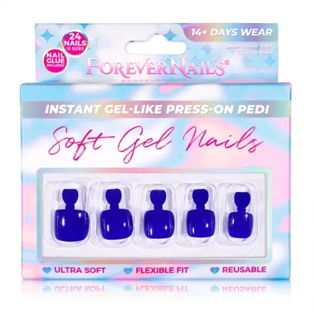 Unghii Press On Soft Gel pentru Pedichiura ForeverNails Mykonos forma patrat