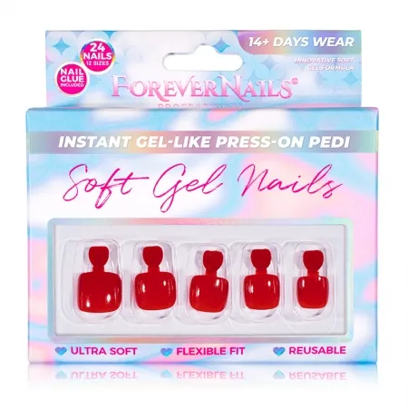 Unghii Press On Soft Gel pentru Pedichiura ForeverNails Milano forma patrat