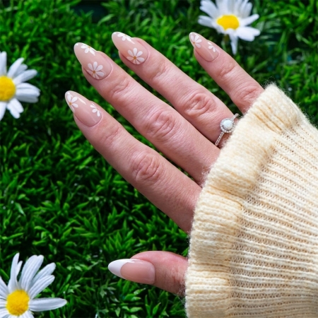 Unghii Press On Soft Gel ForeverNails Blossom, forma midgdala, 2,4cm, reutilizabile 2