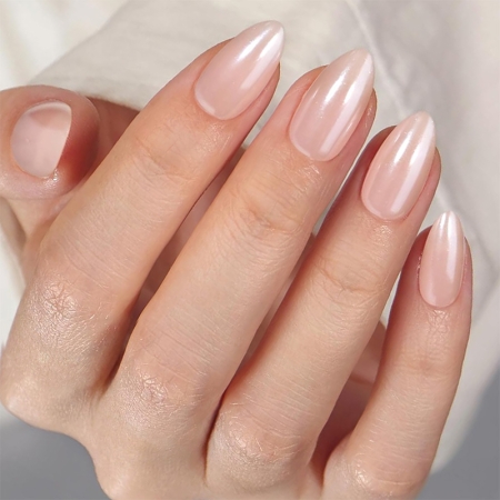 Unghii Press On Soft Gel ForeverNails Nude Glow, forma midgdala, 2cm, reutilizabile 2