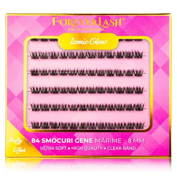 Gene false smocuri matase ForeverLash Iconic Glow 8mm cutie 84 buc