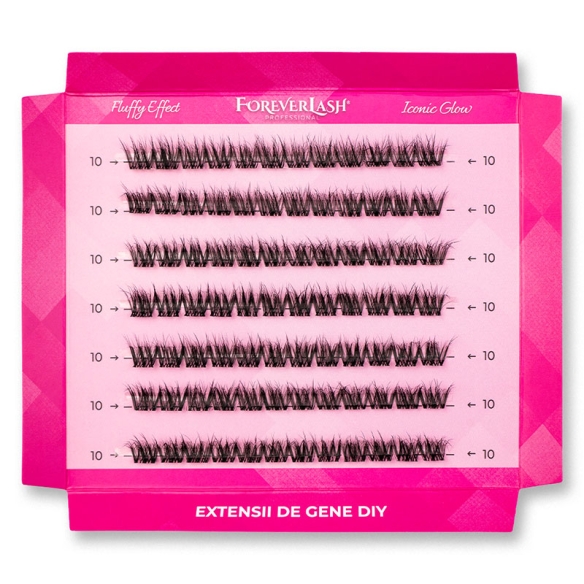 Gene false smocuri matase ForeverLash Iconic Glow 10mm cutie 84 buc