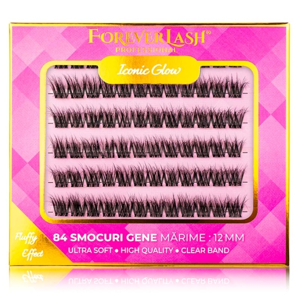 Gene false smocuri matase ForeverLash Iconic Glow 12mm cutie 84 buc