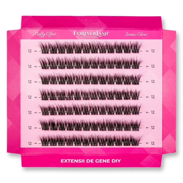 Gene false smocuri matase ForeverLash Iconic Glow 12mm cutie 84 buc