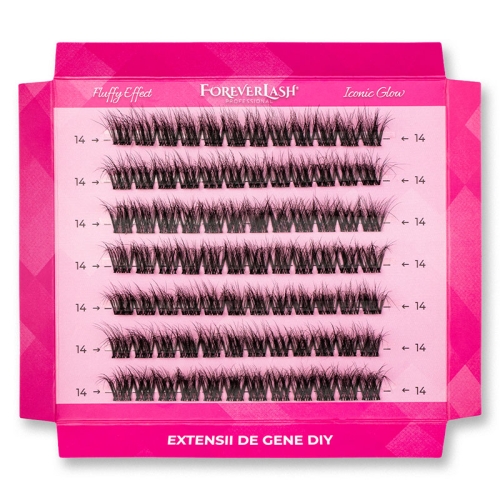 Gene false smocuri matase ForeverLash Iconic Glow 14mm cutie 84 buc