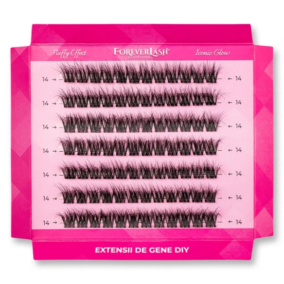 Gene false smocuri matase ForeverLash Iconic Glow 14mm cutie 84 buc