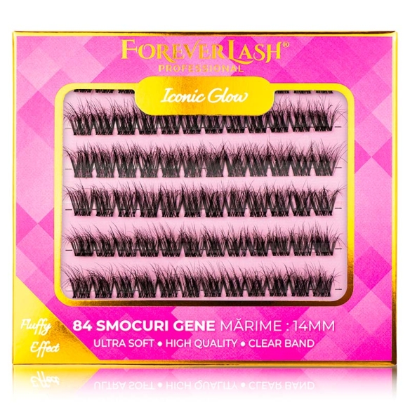 Gene false smocuri matase ForeverLash Iconic Glow 14mm cutie 84 buc