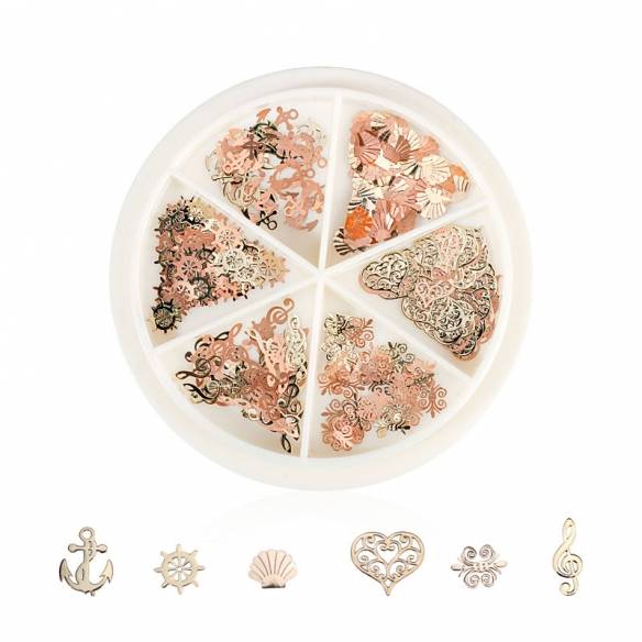 Ornamente unghii carusel cu forme 3D metalice B4